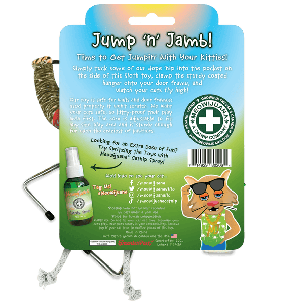Meowijuana Jump 'n' Jamb Get Wild Sloth Cat Toy