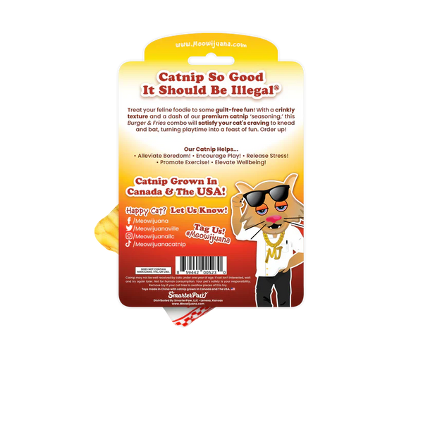 Meowijuana Get Hungry Refillable Burger and Fries Cat Toys (2 Pack)