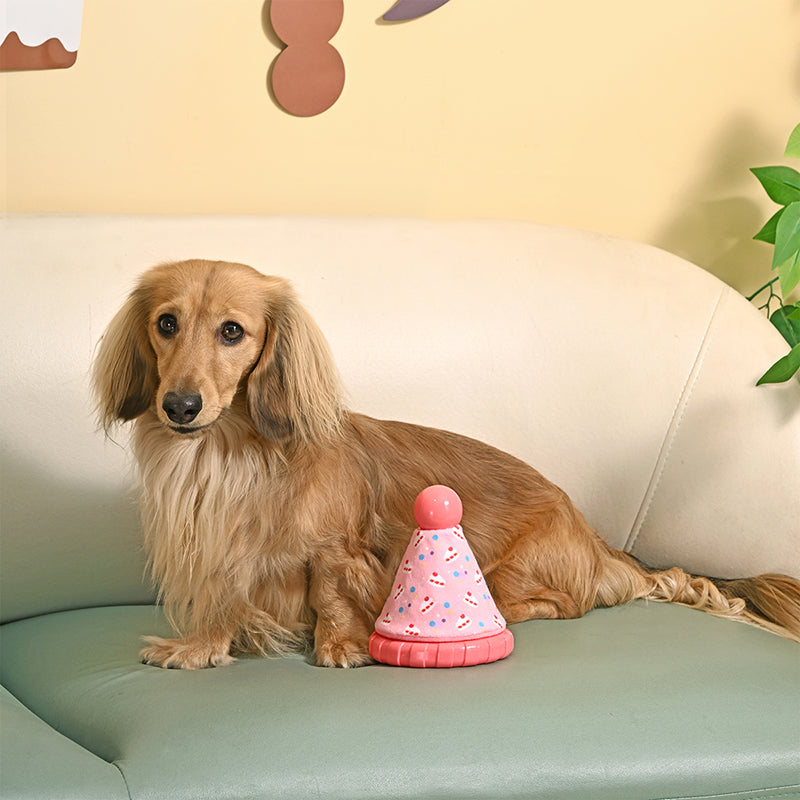 Yappy Birthday –  Pink Party Hat – TPR Rubber Dog Toy