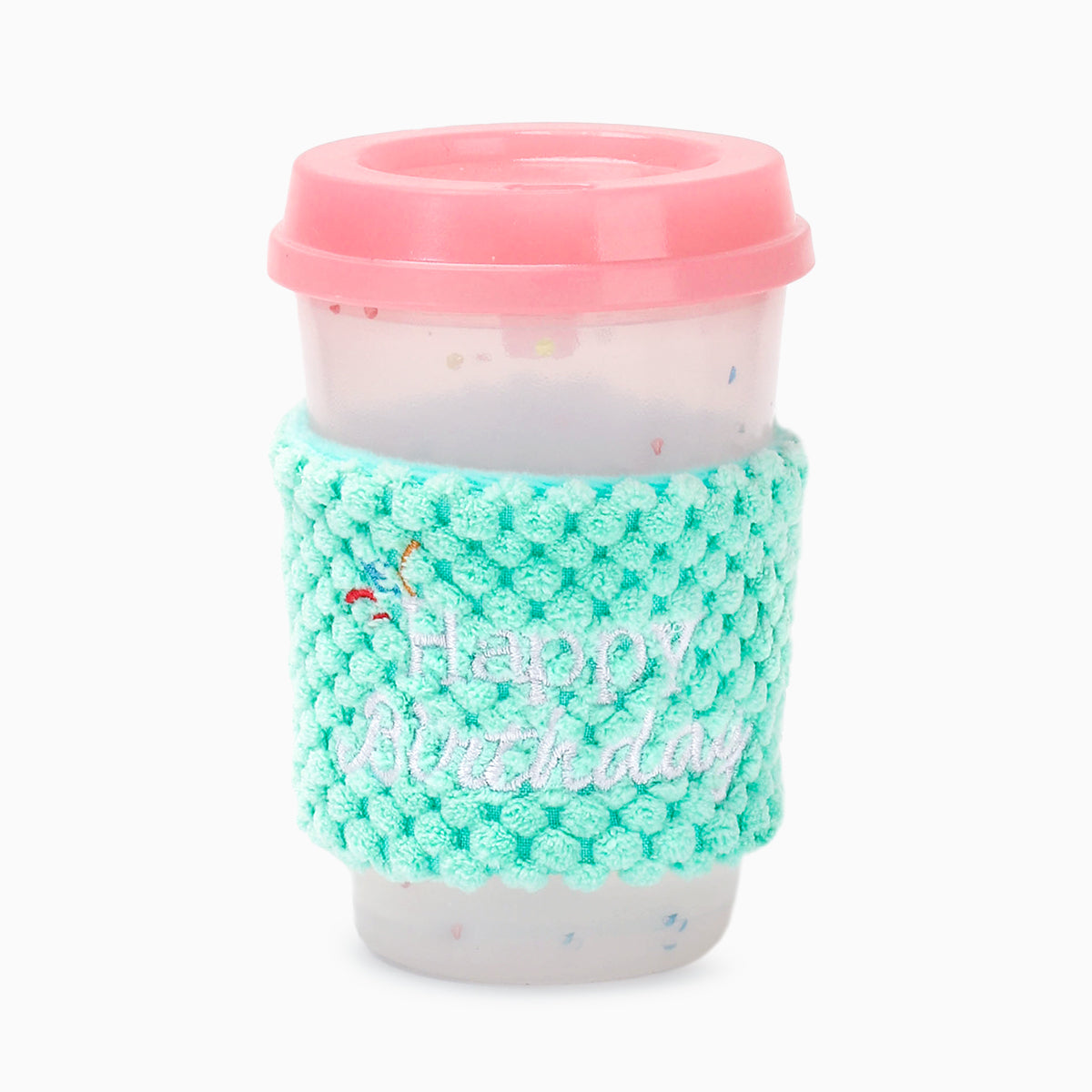 Yappy Birthday – Pink Birthday Coffee – TPR Rubber Dog Toy
