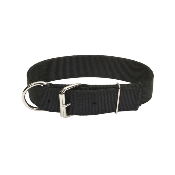 Coastal Pet Product Macho Dog Double-Ply Dog Collar with Roller Buckle (Black, 1 3/4"x20")